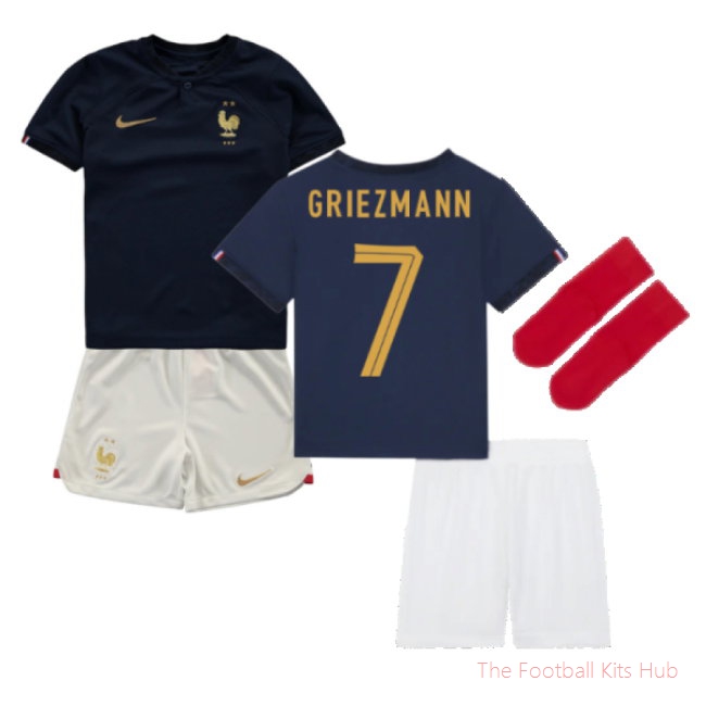2022-2023 France Home Little Boys Mini Kit (Griezmann 7)-unisoccer store